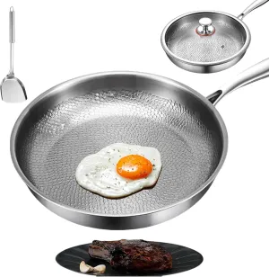 2025 Ultra-Durable Titanium Hammered Pan Pro with Lid, 100% Pure Titanium Multifunctional Scratch-Resistant Non Stick Nutri Pans (M 26cm/10.23in)