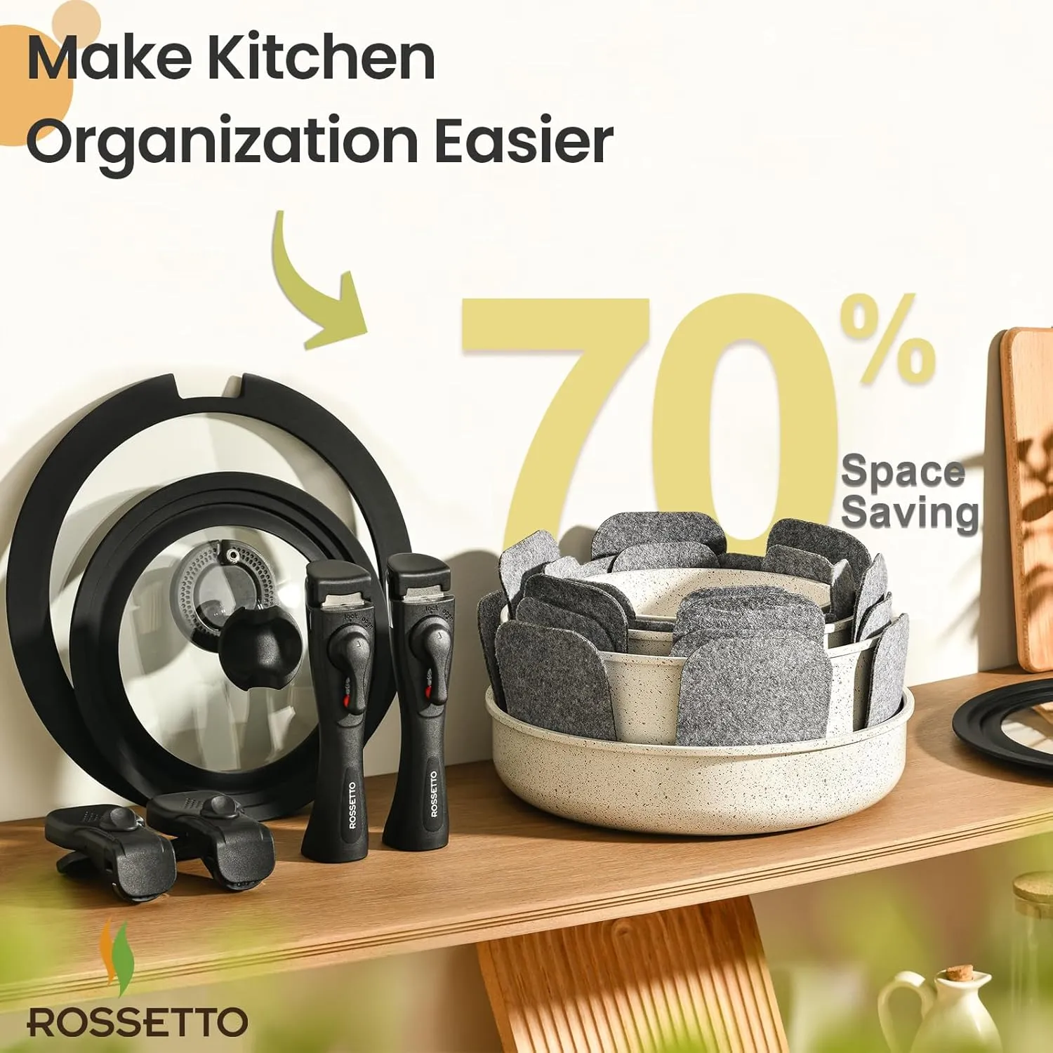 23 Pcs Nonstick Pots and Pans Set with 4 Detachable Handle, Ceramic Cookware Set Non Toxic, Induction Dishwasher Oven Safe Cookware Set, RV Kicthen Set Removable Handle, White Granite
