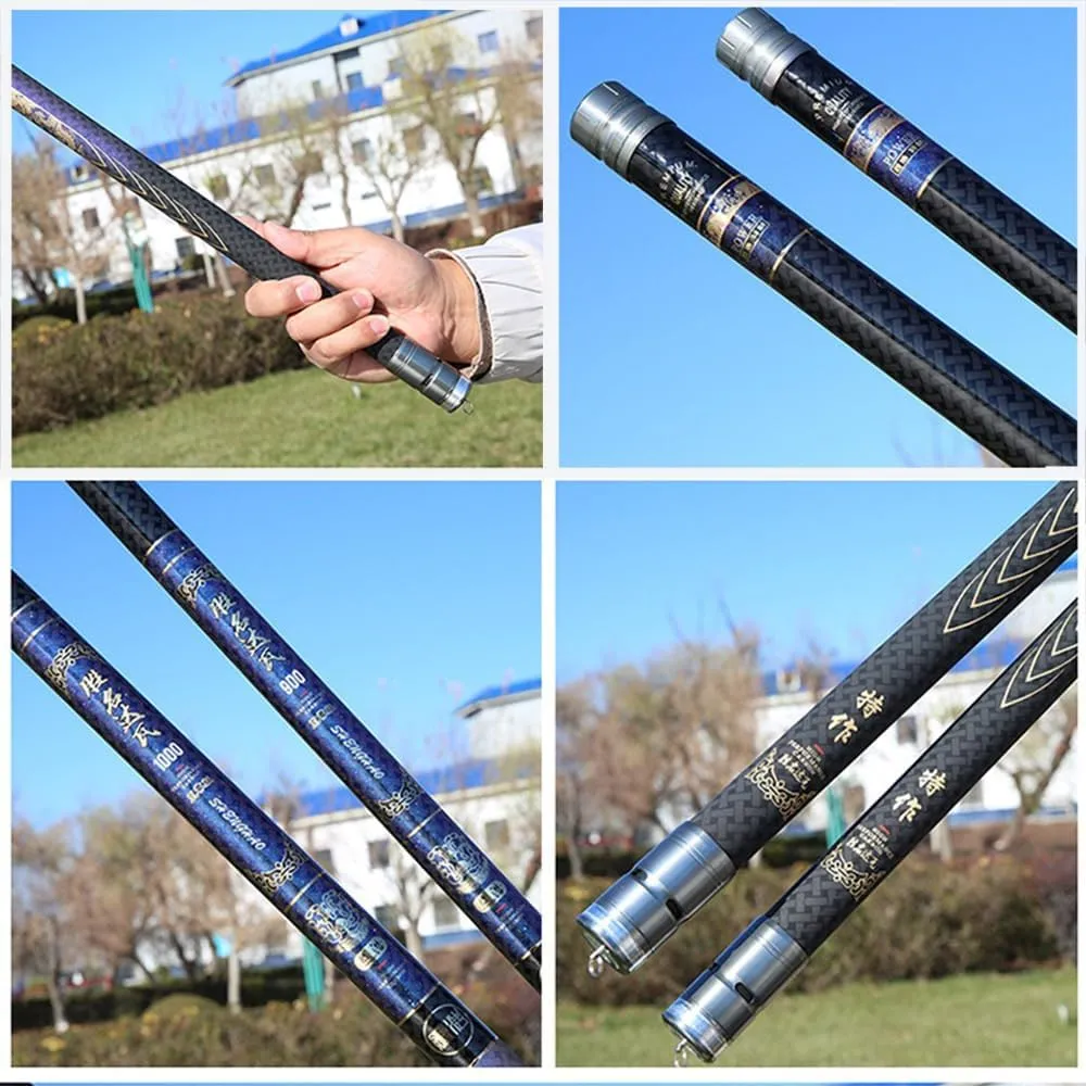 26Ft 29Ft 32Ft 35Ft 37Ft 40Ft Telescopic Fishing Rod Ultralight Travel Fishing Rod,Portable Collapsible Bass Crappie Rod,1 Piece Carbon Fiber Inshore Stream Trout Pole Free Tip