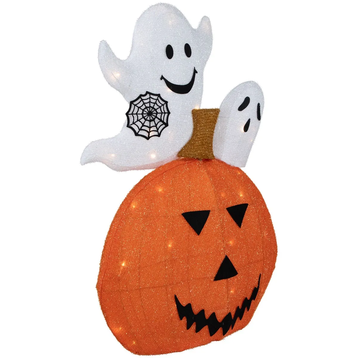 27.5" LED Lighted Battery Operated Jack-O-Lantern and Ghosts Halloween Decoration