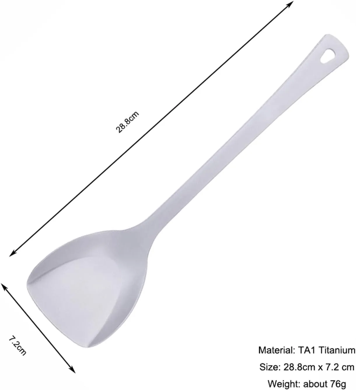 28.8cm Titanium Spatula Lightweight Food Turner Durable Non-Toxic Cooking Flatware for Outdoor, Backpacking & Survival Gear (Smooth Handle)