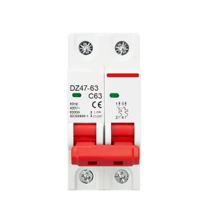 2P DZ47 AC 230/400V MCB C Type Circuit Breaker Overload Protection Short Circuit Protection Small Household Main Switch Din Rail(50A)