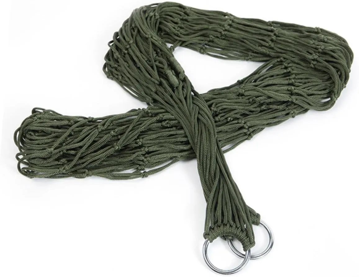 2Pcs Portable Nylon Hammock Outdoor Leisure Bed Lightweight Hanging Bed for Camping Hiking and Travel Army Green Versatile Use as Stretcher and Easy to Carry