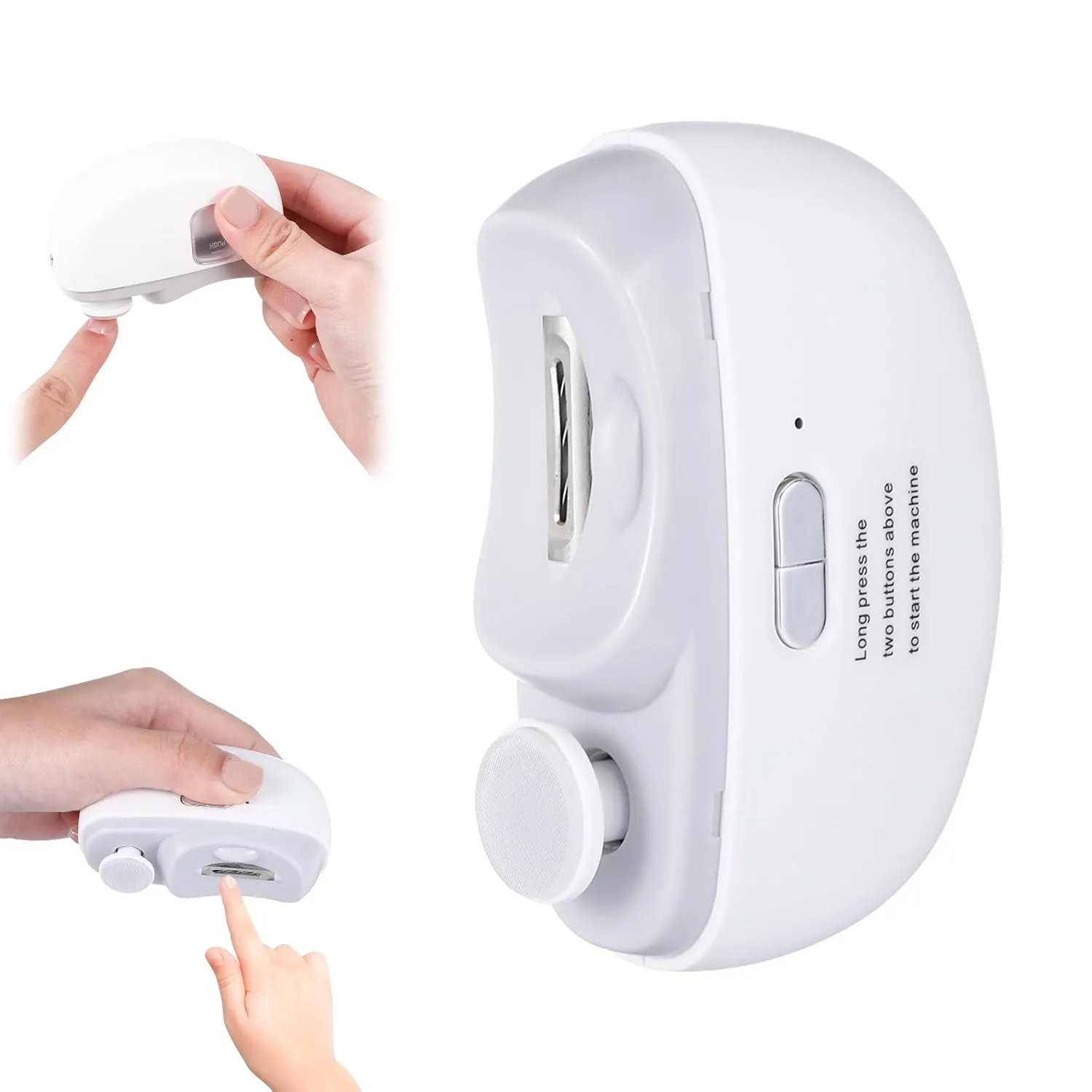 3 in 1 Electric Nail Clippers for Adults, Automatic Nail Grinder for Women Electric Nail Trimmer with Nail File Nail Buffer, Electric Toenail Clippers for Seniors Adults Baby with Light (White)