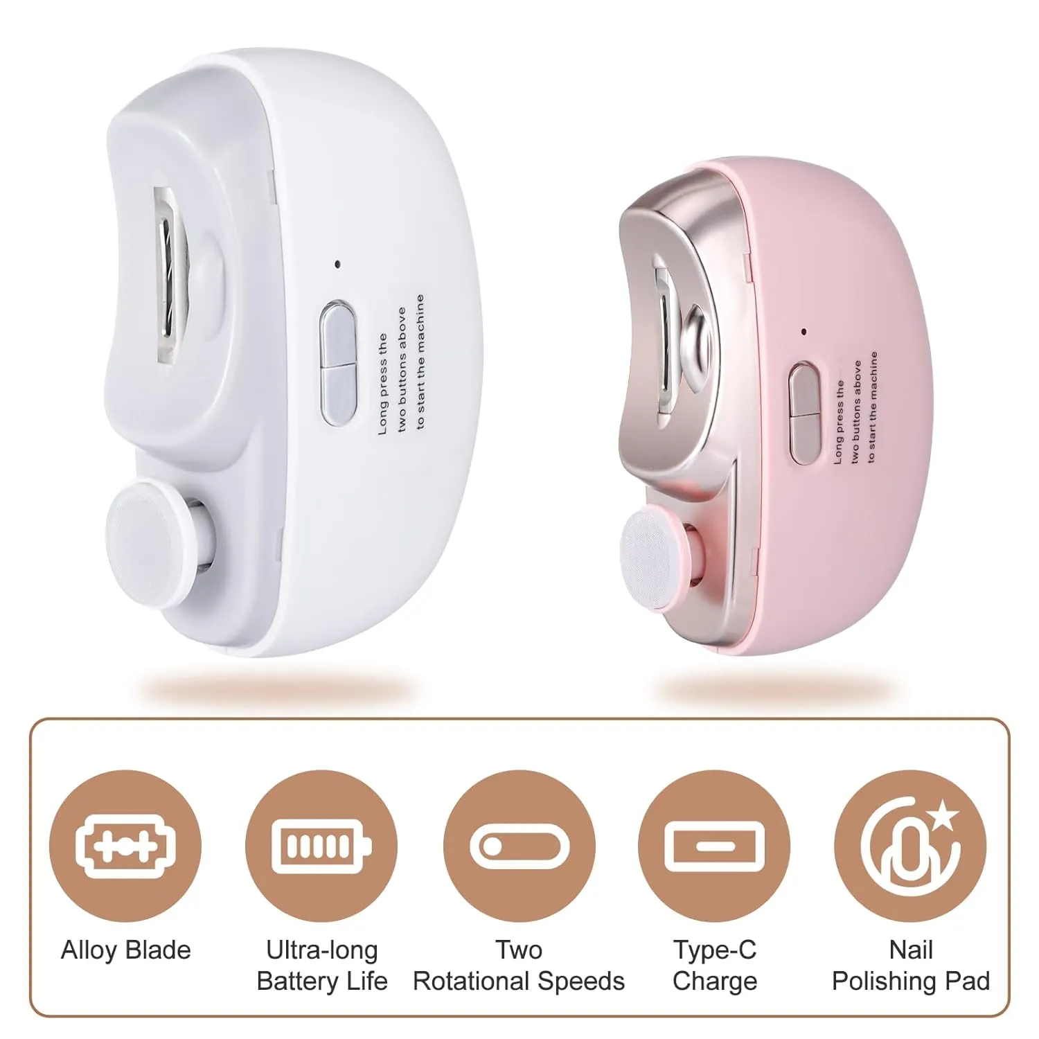 3 in 1 Electric Nail Clippers for Adults, Automatic Nail Grinder for Women Electric Nail Trimmer with Nail File Nail Buffer, Electric Toenail Clippers for Seniors Adults Baby with Light (White)