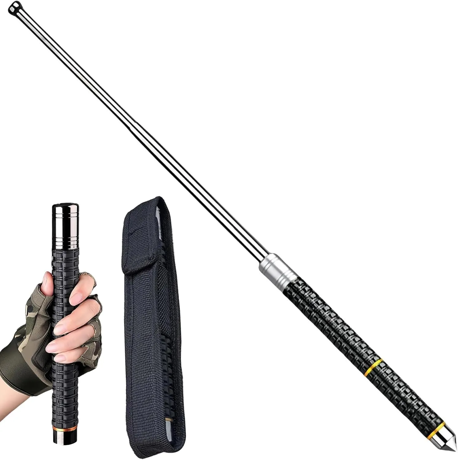 3-in-1 Telescopic Trekking Pole-Portable Hiking Stick/Self-Defense Tool & Emergency Window Breaker-Heavy-Duty/Outdoor Survival Gear