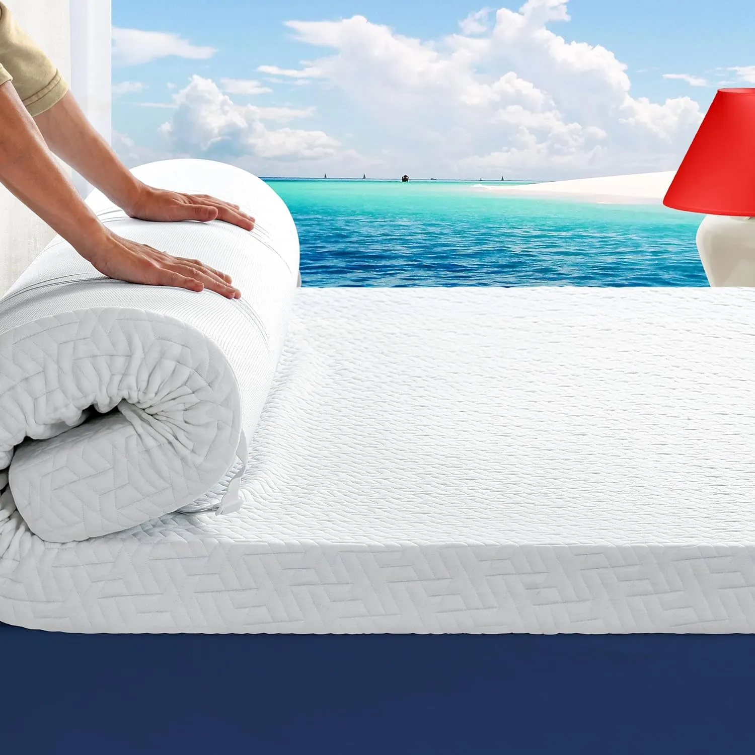 3 Inch Memory Foam Mattress Topper Queen Size for Pressure Relief, Gel Bed Topper Pad with Bamboo Cover, Soft & Breathable