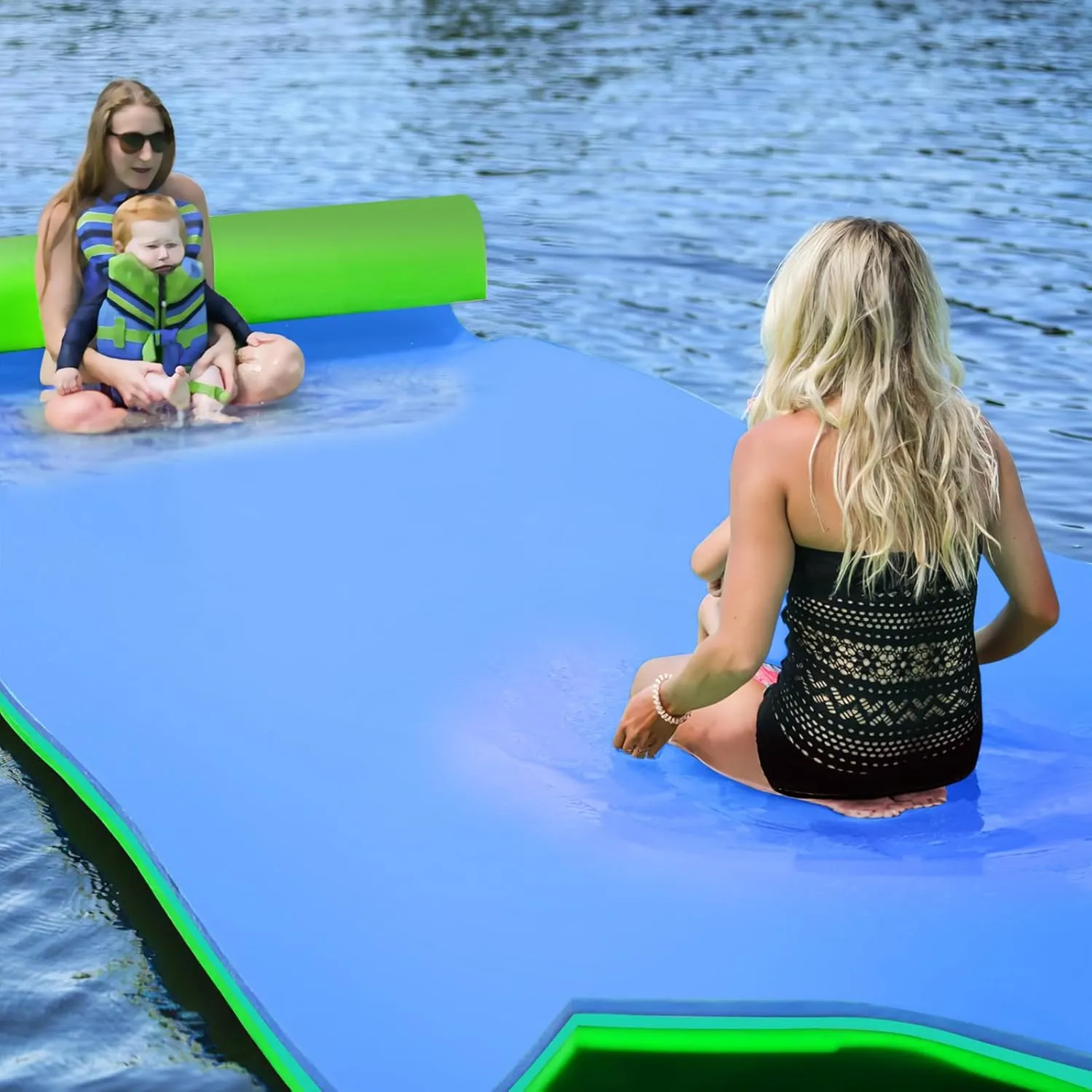 3 Layers XPE Foam Floating Mat Water Mats, 7/9/12/18 Ft Tear-Resistant Lily Pad Lilly Pad Water Matt, Lily Pad Floating Swim Mat for Lake, Ocean, Beach, River