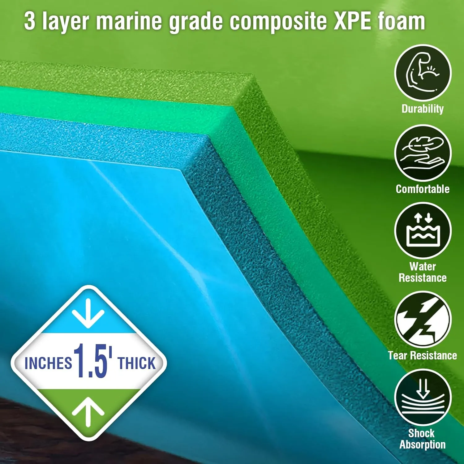 3 Layers XPE Foam Floating Mat Water Mats, 7/9/12/18 Ft Tear-Resistant Lily Pad Lilly Pad Water Matt, Lily Pad Floating Swim Mat for Lake, Ocean, Beach, River