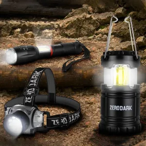 3-Piece ZeroDark Headlamp and Set: Lantern Flashlight, Super special Versatile collection Tactical