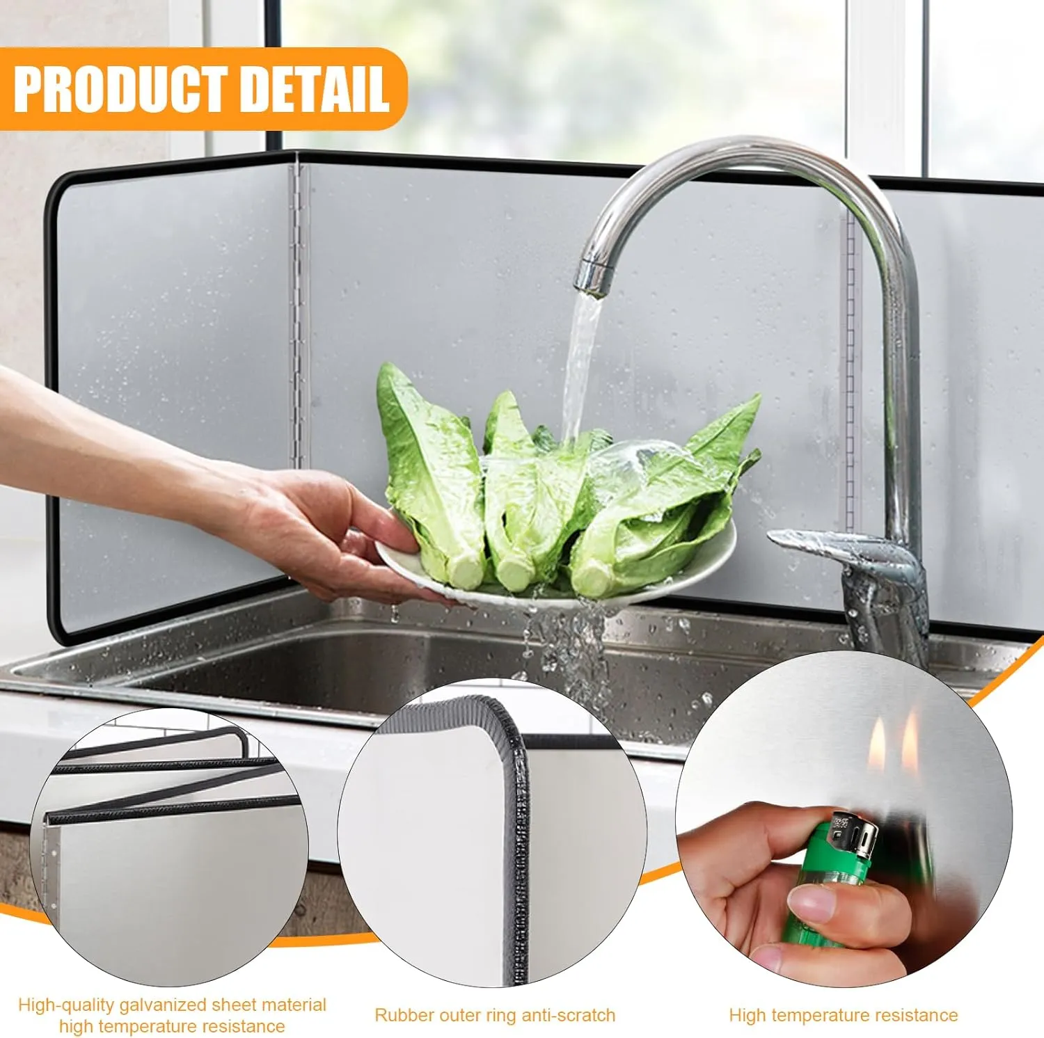 3 Sided Foldable Stove Splatter Guard for Frying Stainless Steel Oil Splatter Screens Easy to Clean Kitchen Backsplash Protector For Stove Top Wall Gas Range Frying Pan Camping, M