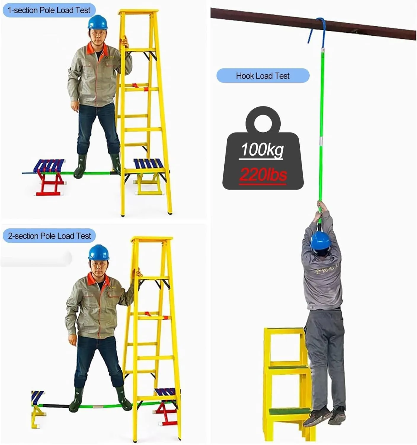 3.3ft 4.9ft 6.6ft 9.8ft Insulated Electrical Rescue Hook, an-ti Electric Shock Rescue Pole/Safety Rescue Stick, High Voltage Insulated Security Tools,1.5m/4.9ft