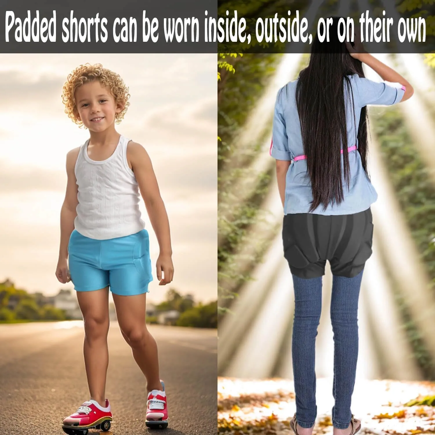 3D Hip Protective Pads Ski Pants-Thickened EVA Skateboard Crash Pad for Skating，Protective Padded Shorts for HIPS Tail Bone