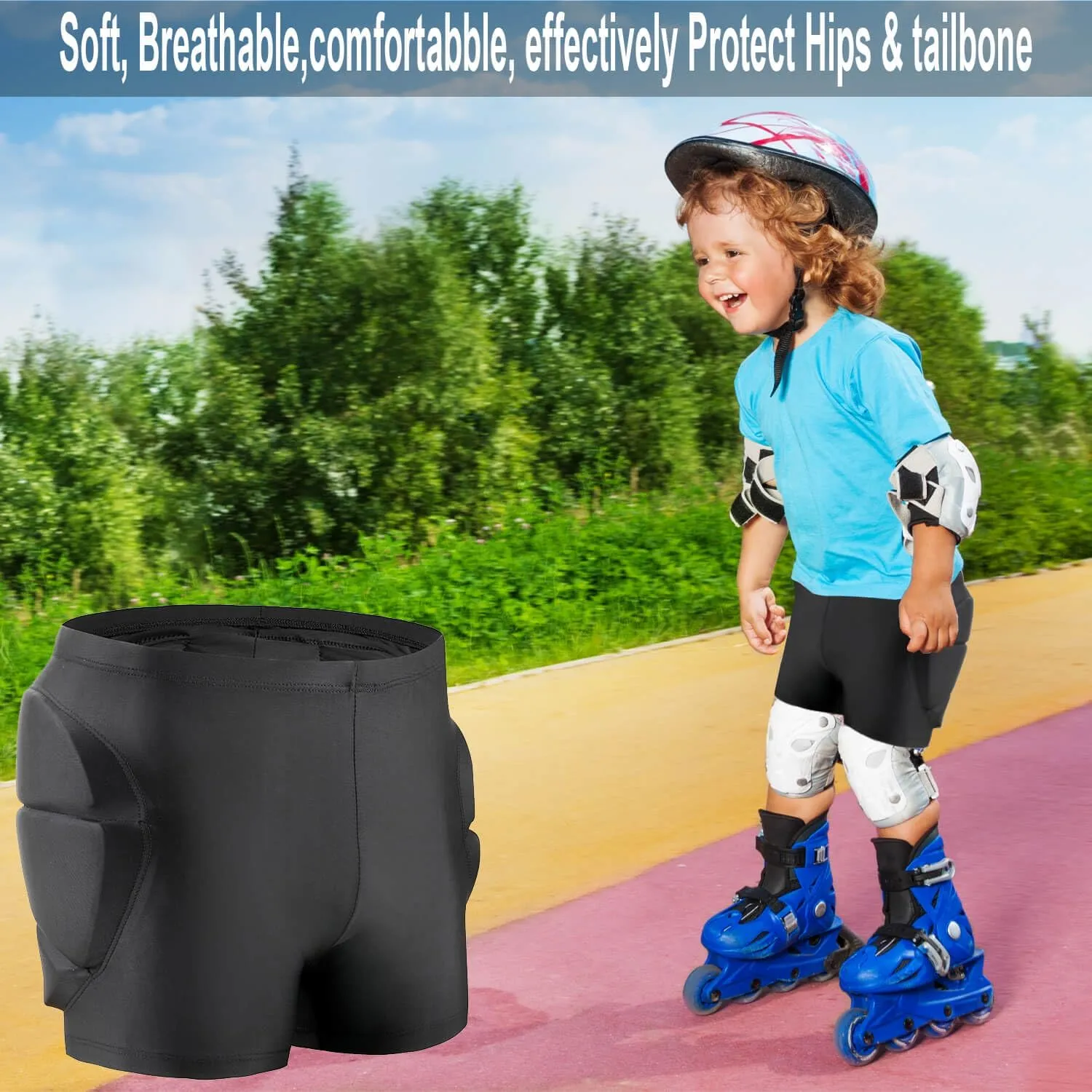 3D Hip Protective Pads Ski Pants-Thickened EVA Skateboard Crash Pad for Skating，Protective Padded Shorts for HIPS Tail Bone