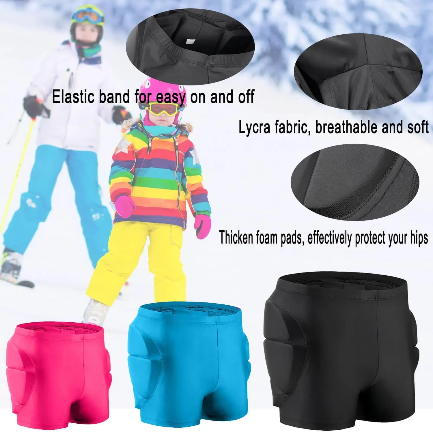 3D Hip Protective Pads Ski Pants-Thickened EVA Skateboard Crash Pad for Skating，Protective Padded Shorts for HIPS Tail Bone