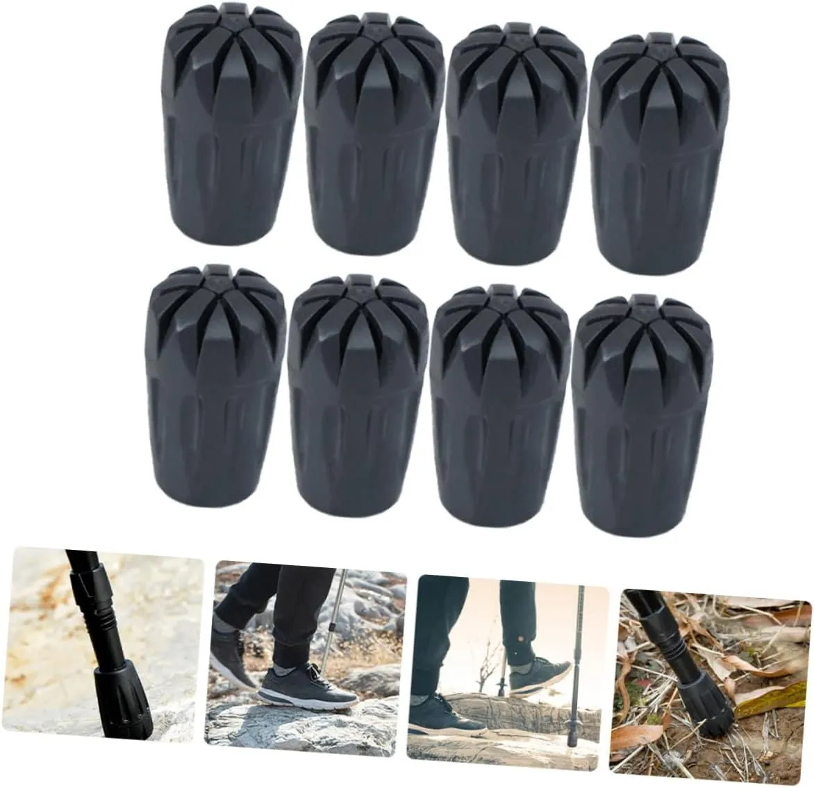 3sets Natural Rubber Hiking Pole Tips Fit for Various Brands of Trekking Poles 8pcs*3