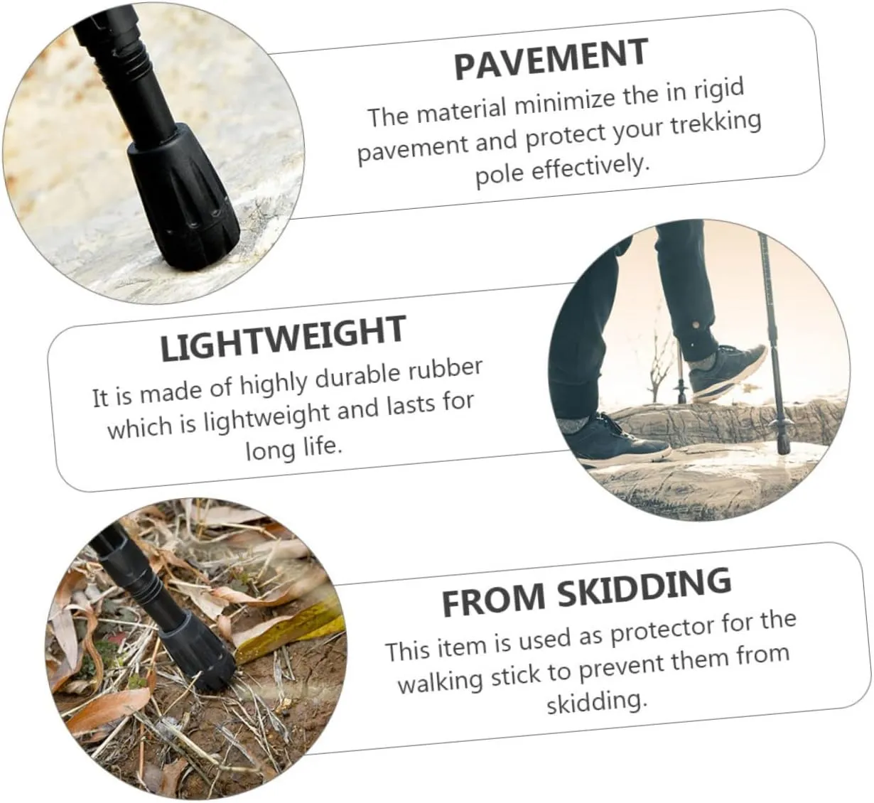 3sets Natural Rubber Hiking Pole Tips Fit for Various Brands of Trekking Poles 8pcs*3