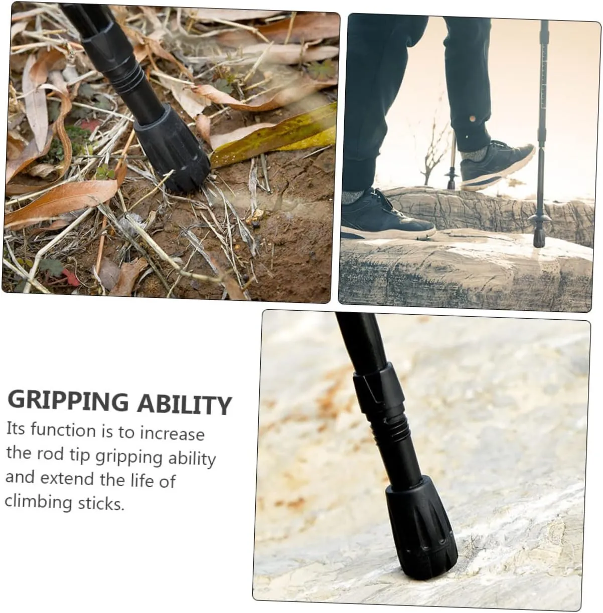 3sets Natural Rubber Hiking Pole Tips Fit for Various Brands of Trekking Poles 8pcs*3