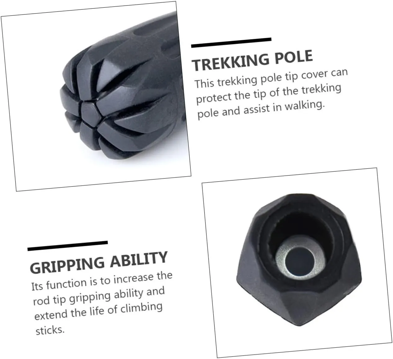 3sets Natural Rubber Hiking Pole Tips Fit for Various Brands of Trekking Poles 8pcs*3