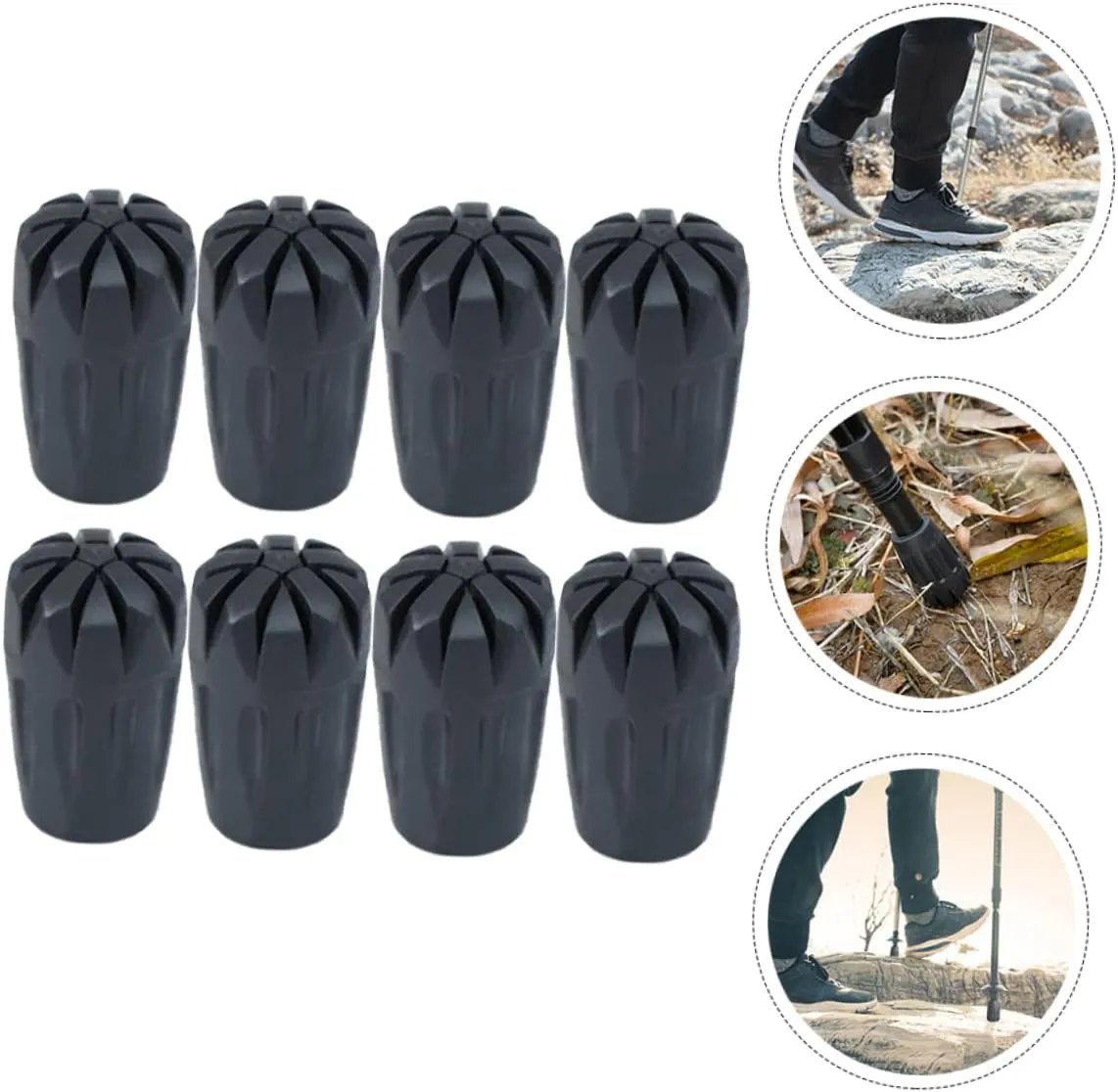 3sets Natural Rubber Hiking Pole Tips Fit for Various Brands of Trekking Poles 8pcs*3