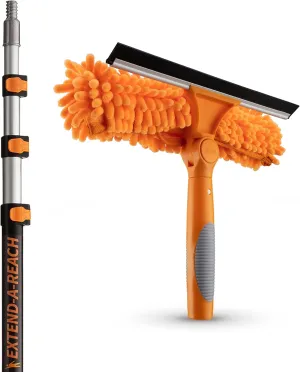 4-12 ft Window Washing Kit with Extension Pole (20  Foot Reach) // Window Cleaning Tool & Window Washer Squeegee with Telescopic Extension Pole // Best Indoor Outdoor Window Washing Equipment