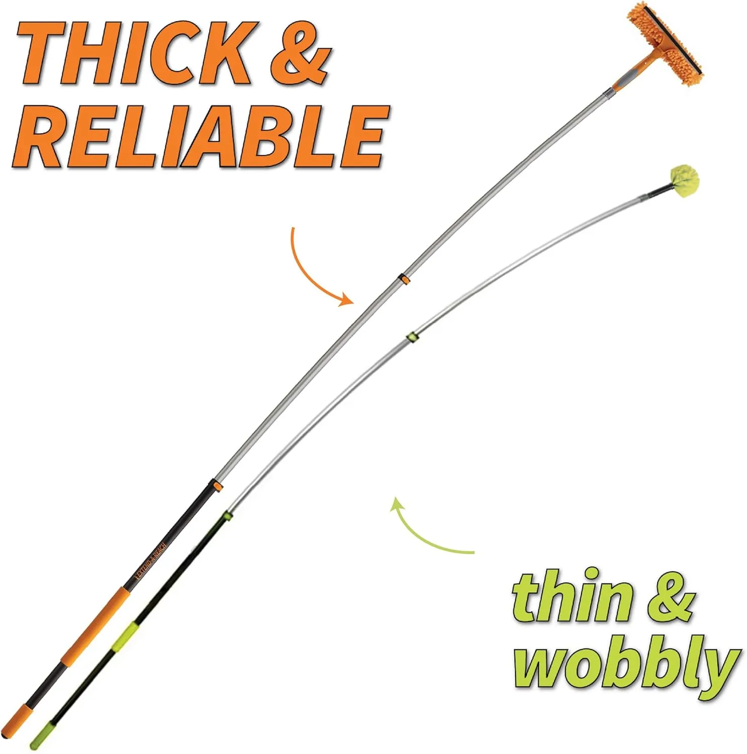 4-12 ft Window Washing Kit with Extension Pole (20  Foot Reach) // Window Cleaning Tool & Window Washer Squeegee with Telescopic Extension Pole // Best Indoor Outdoor Window Washing Equipment