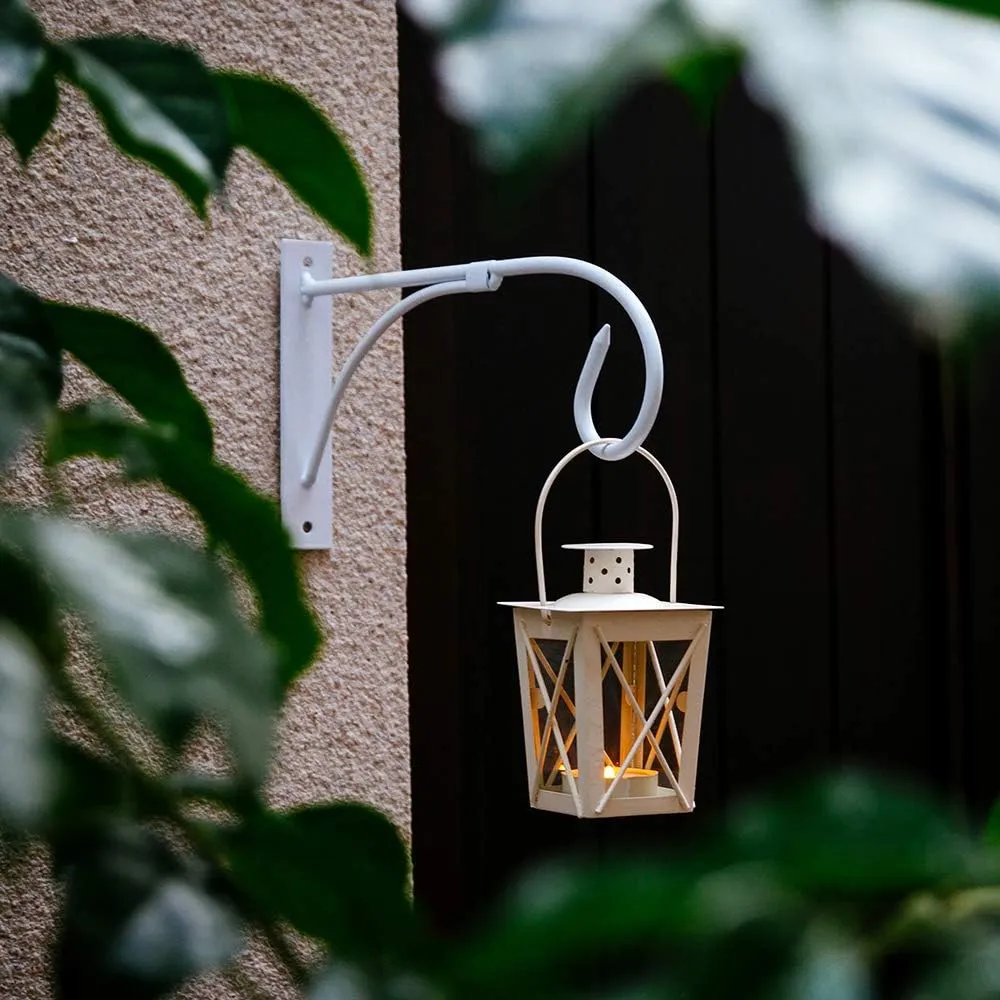4 Pcs Tealight Lanterns Hanging Candle Holder, Metal Mini Decorative Led Tea Light Candleholder Decoration for Birthday Parties Wedding Centerpiece Relaxing Spa Setting (White, 4 Pcs)