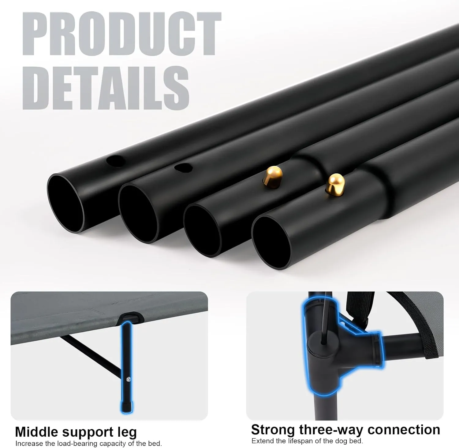 42'' Outdoor Elevated Dog Bed with Canopy, Raised Dogs Bed with Six Support Feet,Breathable Cooling Dog Cot Beds Medium Large Size Dogs,Outdoor Pet Hammock Beds,Outside Pet Beds with 4 Ice Pack(Large)