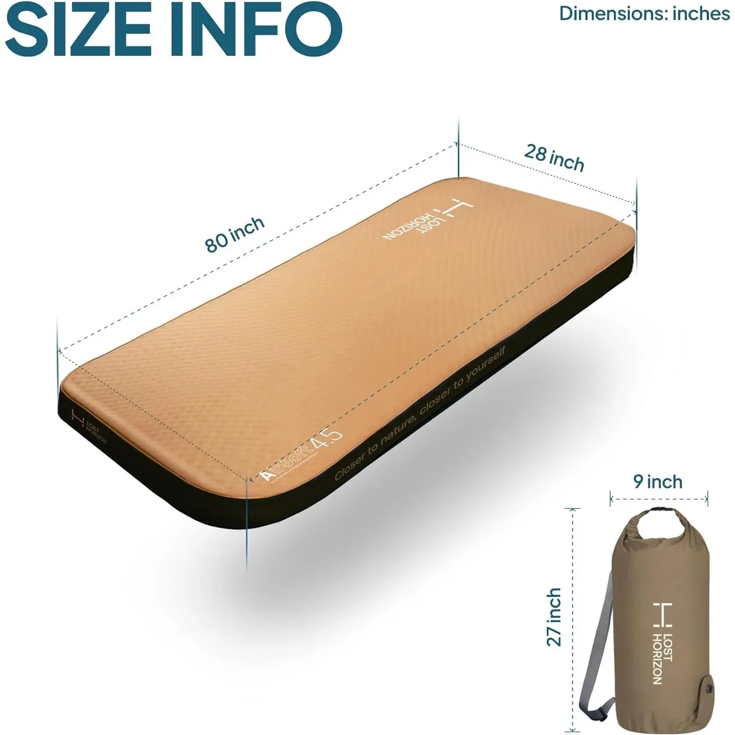 4.5” Thick Self-Inflating Sleeping Pad – Solid Foam Camping Mattress