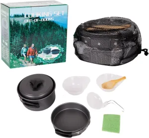 4PC/7PC Outdoor Cooking Set Portable Lightweight Camping Kitchen Picnic Cookware Bowl Pot Pan for Hiking Backpacking