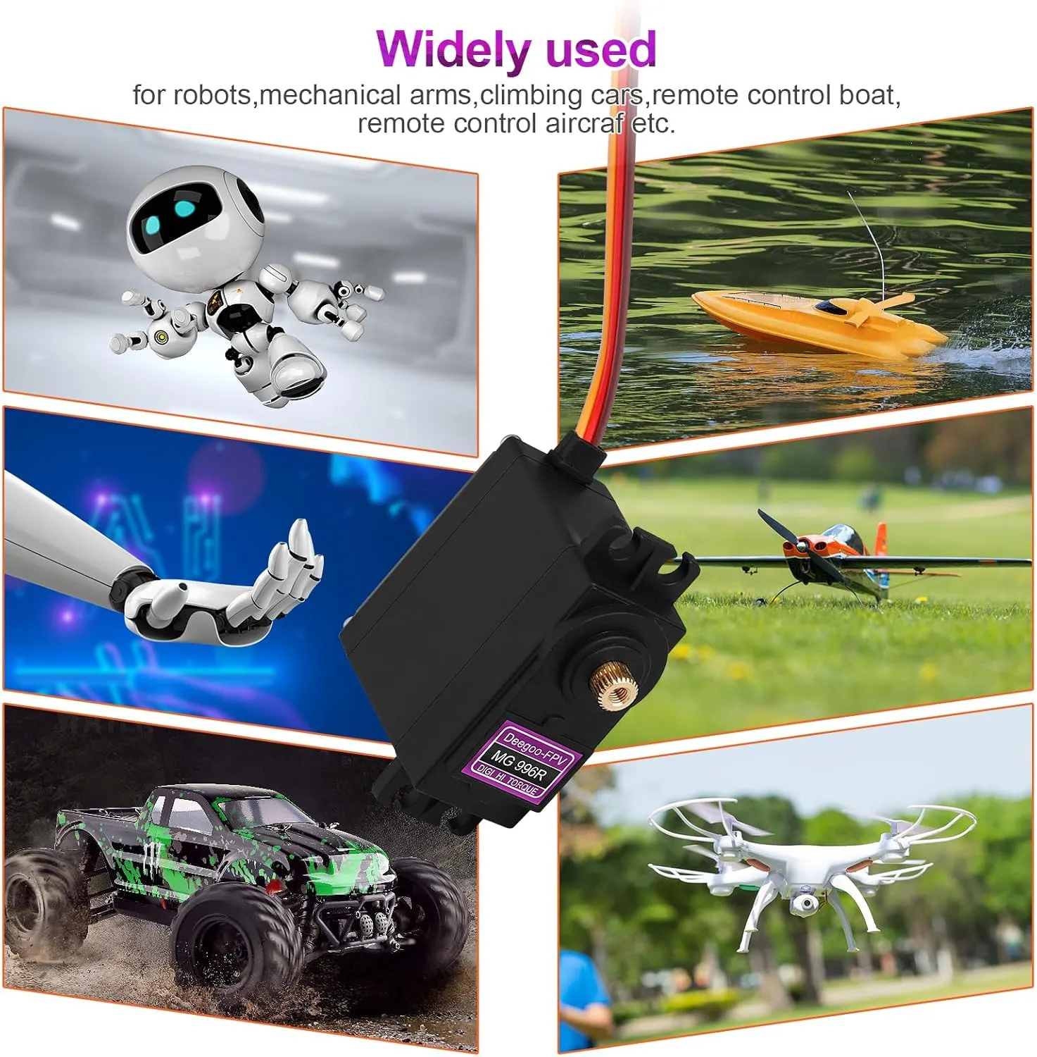 4Pcs MG996R 55G Micro Servo Motor Metal Geared Motor Kit for RC Car Robot Helicopter, Mini Servos for Arduino Project
