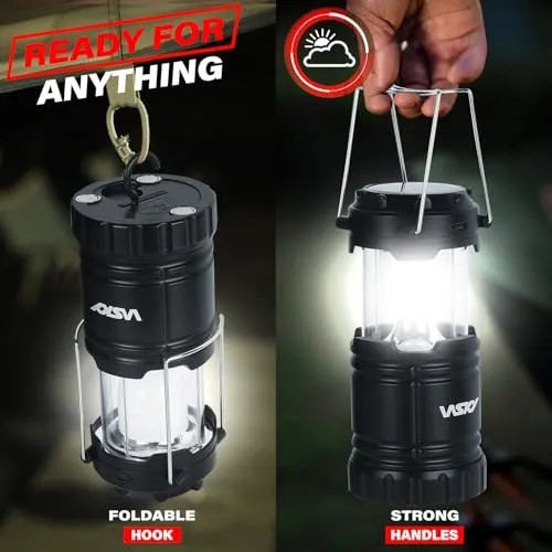 4pcs Solar Camping Lantern-Rechargeable LED Lights,Magnetic Base & Foldable Hanging Hook