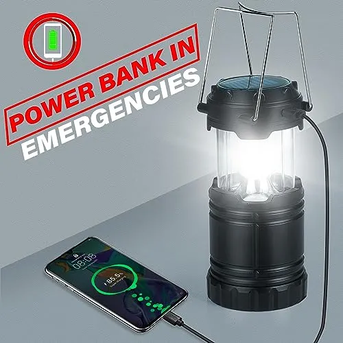 4pcs Solar Camping Lantern-Rechargeable LED Lights,Magnetic Base & Foldable Hanging Hook