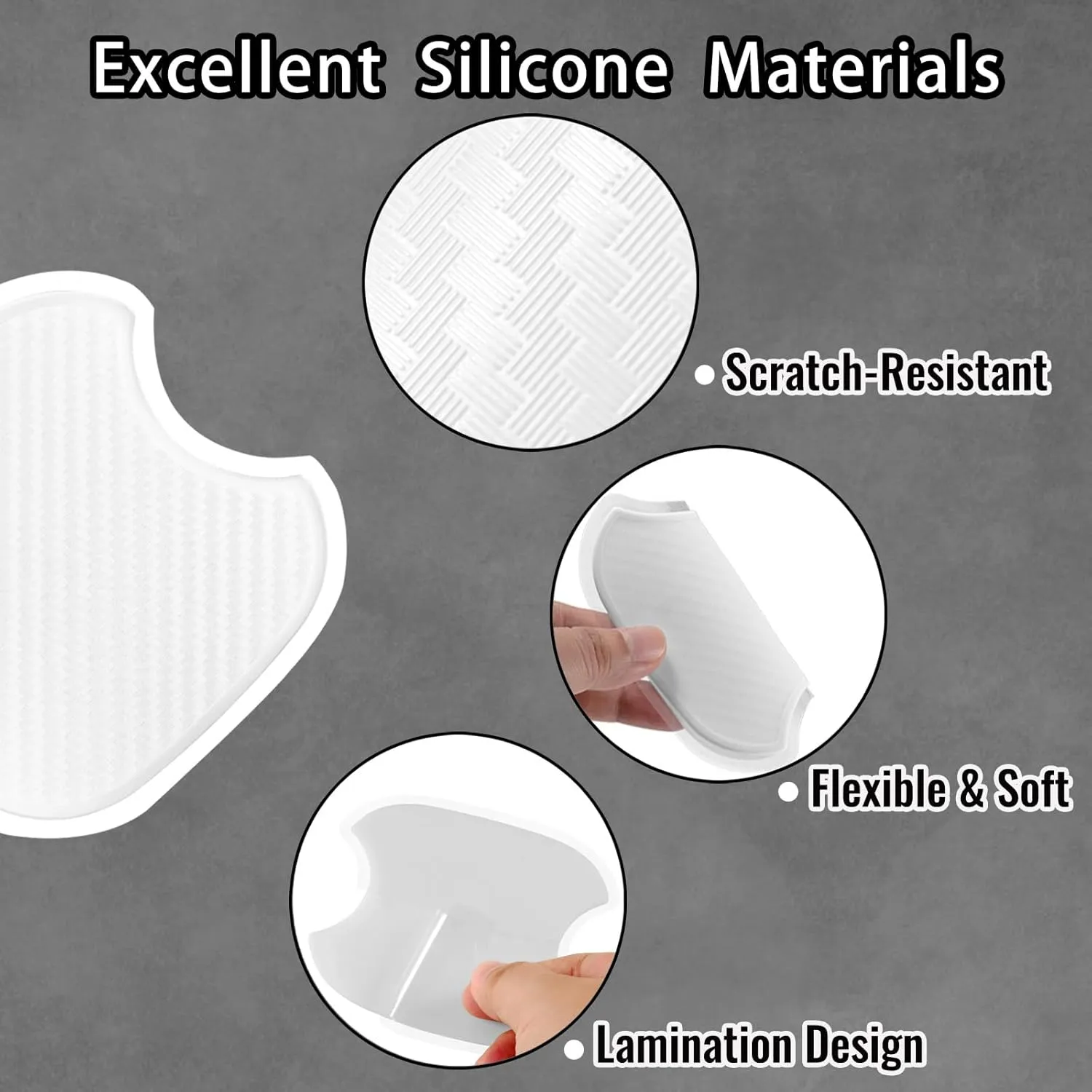 4Pcs Universal 3D Carbon Fiber Car Door Handle Paint Scratch Protector Sticker Auto Door Handle Cups Protective Pad(M)