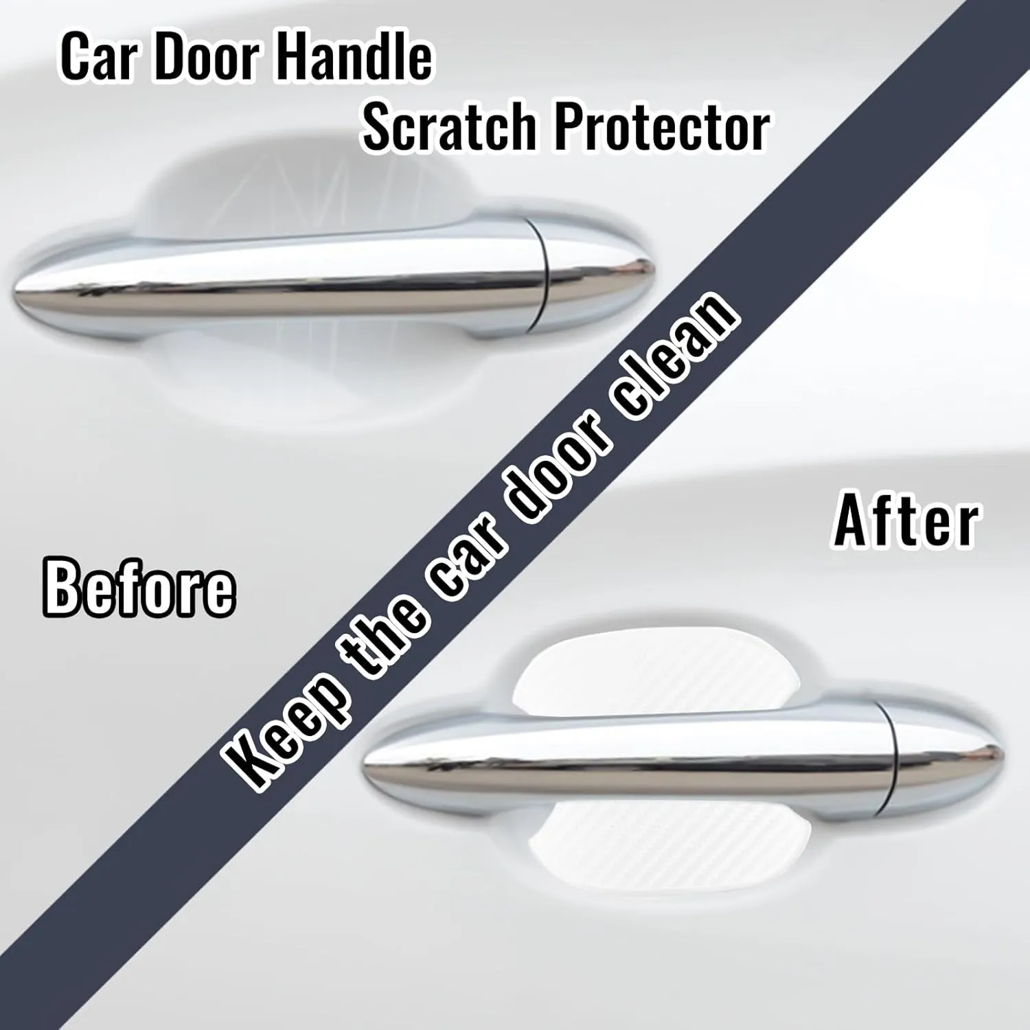 4Pcs Universal 3D Carbon Fiber Car Door Handle Paint Scratch Protector Sticker Auto Door Handle Cups Protective Pad(M)