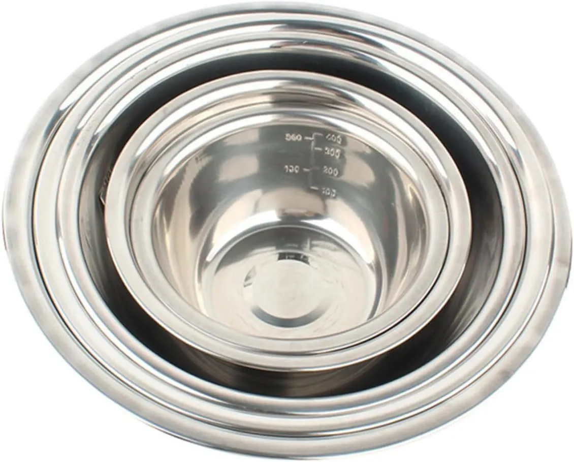 5-pc Stainless Steel Camping Food Bowl Set Large Soup Bowls for Eating Portable Bbq Tableware