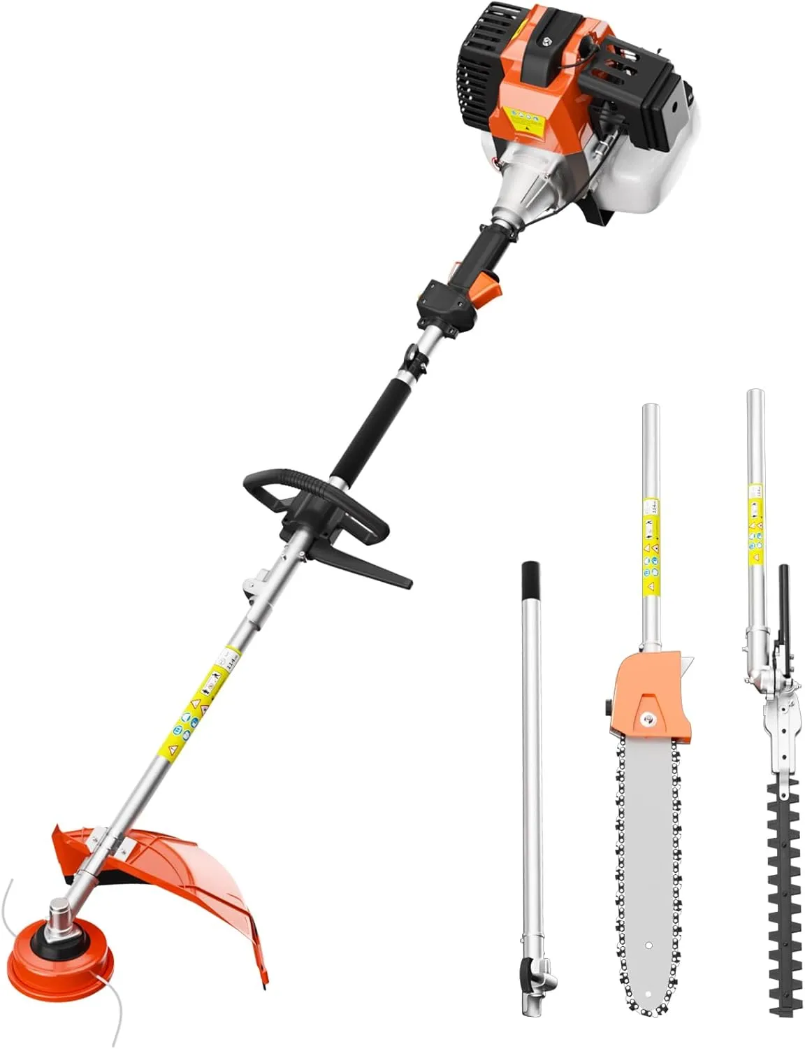 52cc 6-in-1 Gas Powered Weed Eater with Hedge Trimmer & Pole Saw - Multi-Attachment Brush Cutter,2-Stroke Lightweight Trimming Machine for Yard Maintenance