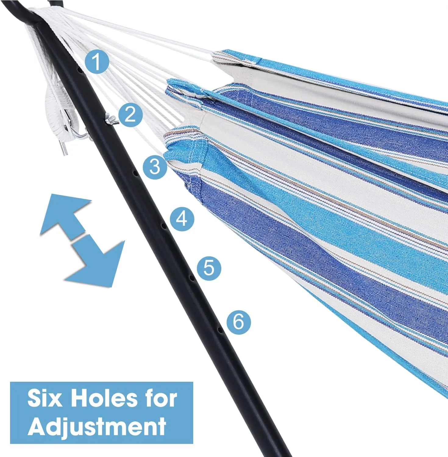 550lbs Capacity Double Hammock Adjustable Hammock Bed with 10ft Heavy Duty Steel Stand Includes Portable Carrying Case, Easy Set up Blue/Green a