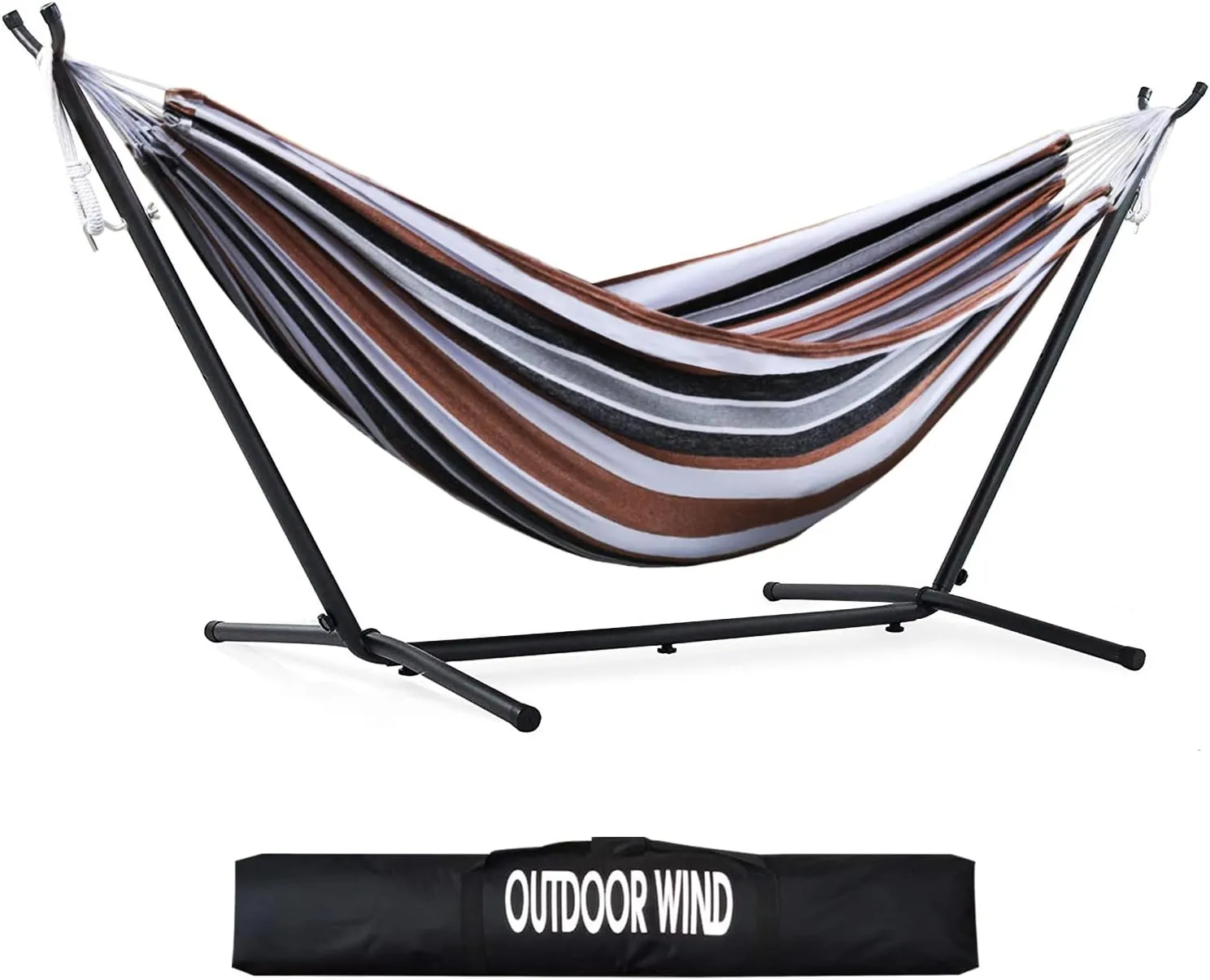 550lbs Capacity Double Hammock Adjustable Hammock Bed with 10ft Heavy Duty Steel Stand Includes Portable Carrying Case, Easy Set up