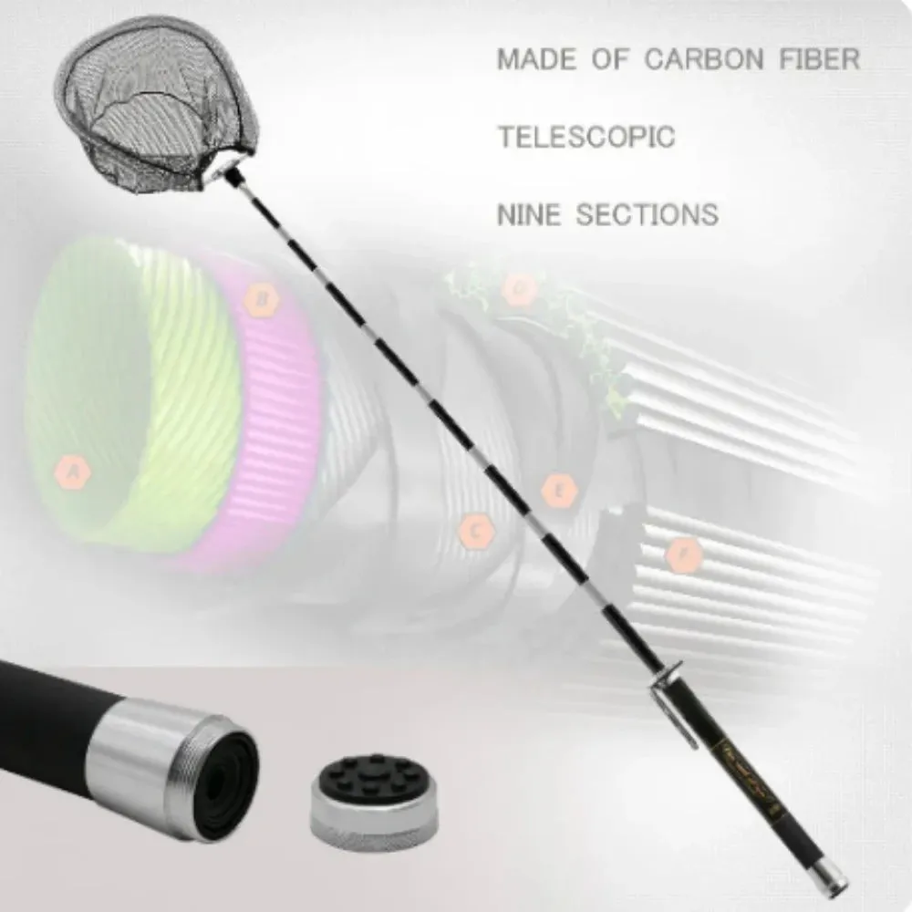 5M/6M Carbon Fibre Telescopic Fishing Pole – Lightweight Retractable Landing Net Handle