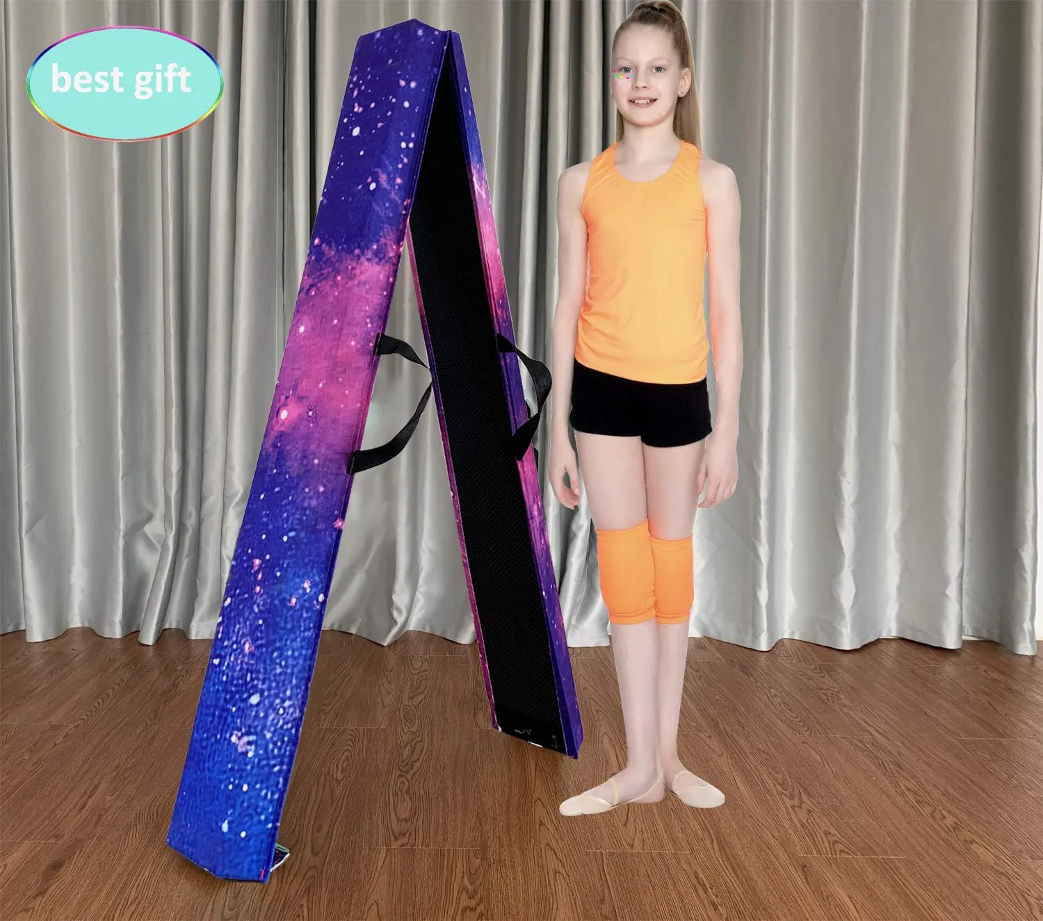 6 FT / 8 FT / 9 FT Folding Gymnastics Beam Foam Balance Floor Beam - Extra Firm - Suede Cover - Anti Slip Bottom with Carry Bag for Kids/Adults Home Use