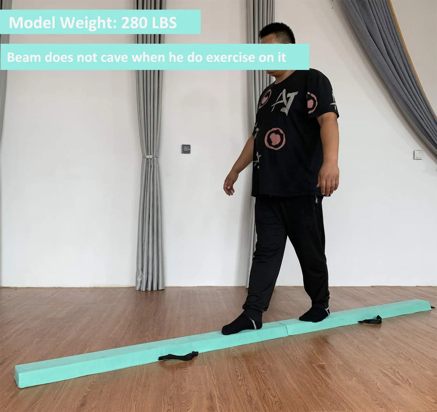 6 FT / 8 FT / 9 FT Folding Gymnastics Beam Foam Balance Floor Beam - Extra Firm - Suede Cover - Anti Slip Bottom with Carry Bag for Kids/Adults Home Use