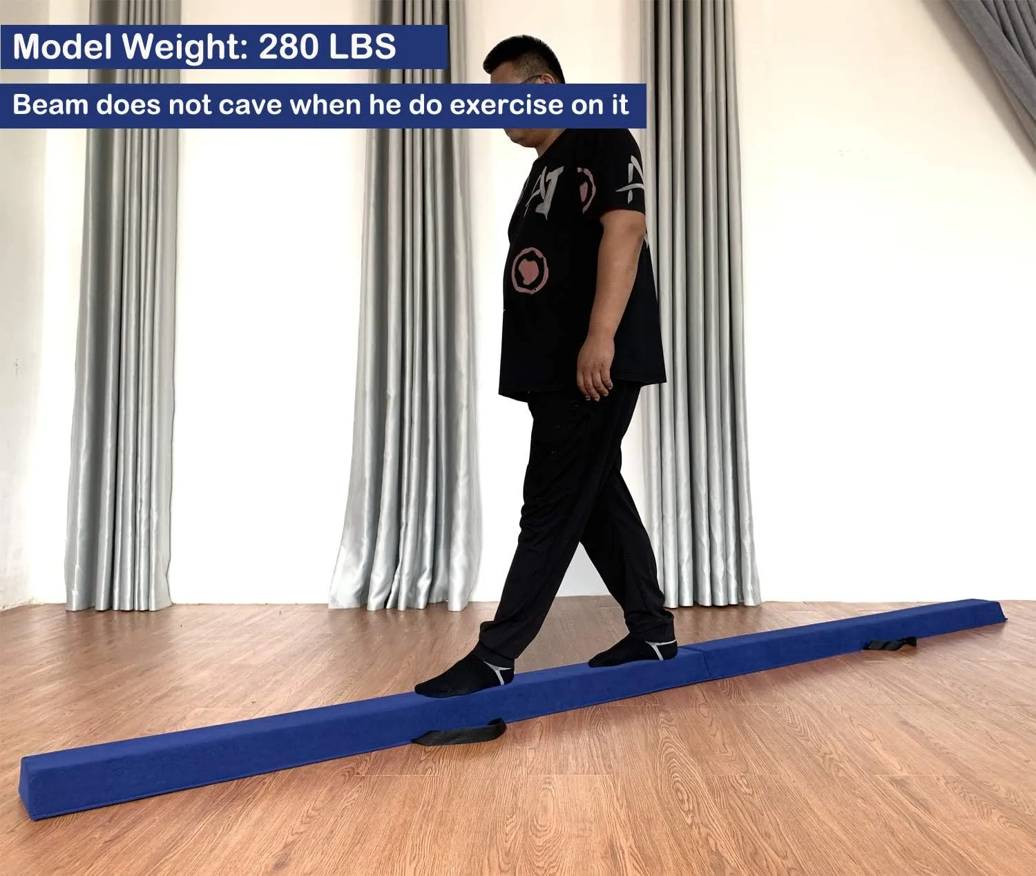 6 FT / 8 FT / 9 FT Folding Gymnastics Beam Foam Balance Floor Beam - Extra Firm - Suede Cover - Anti Slip Bottom with Carry Bag for Kids/Adults Home Use