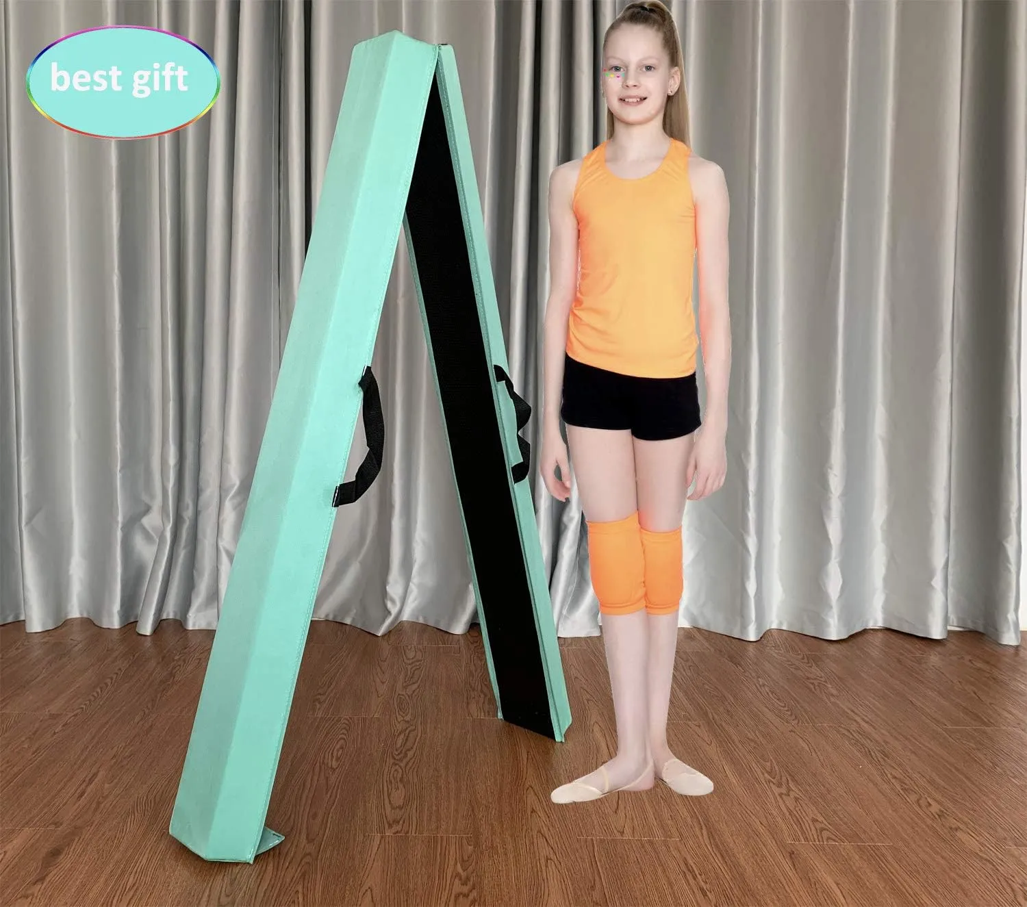 6 FT / 8 FT / 9 FT Folding Gymnastics Beam Foam Balance Floor Beam - Extra Firm - Suede Cover - Anti Slip Bottom with Carry Bag for Kids/Adults Home Use