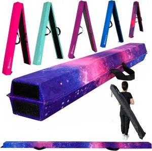 6 FT / 8 FT / 9 FT Folding Gymnastics Beam Foam Balance Floor Beam - Extra Firm - Suede Cover - Anti Slip Bottom with Carry Bag for Kids/Adults Home Use