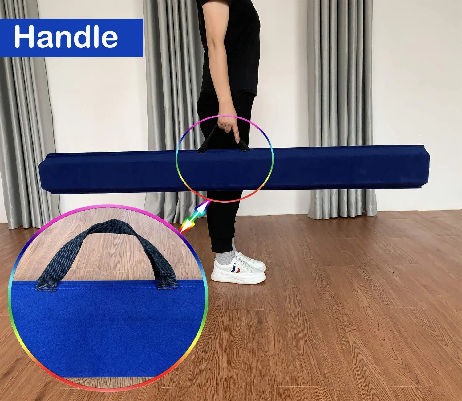 6 FT / 8 FT / 9 FT Folding Gymnastics Beam Foam Balance Floor Beam - Extra Firm - Suede Cover - Anti Slip Bottom with Carry Bag for Kids/Adults Home Use