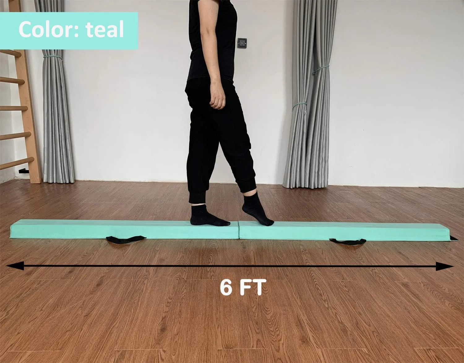 6 FT / 8 FT / 9 FT Folding Gymnastics Beam Foam Balance Floor Beam - Extra Firm - Suede Cover - Anti Slip Bottom with Carry Bag for Kids/Adults Home Use