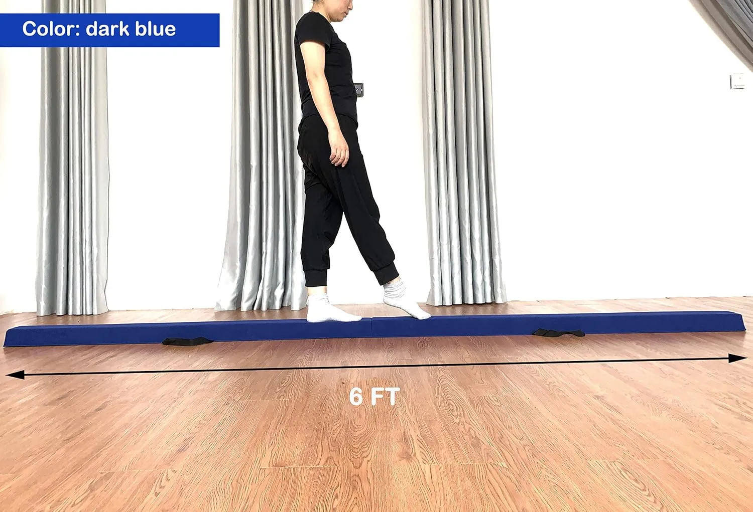6 FT / 8 FT / 9 FT Folding Gymnastics Beam Foam Balance Floor Beam - Extra Firm - Suede Cover - Anti Slip Bottom with Carry Bag for Kids/Adults Home Use
