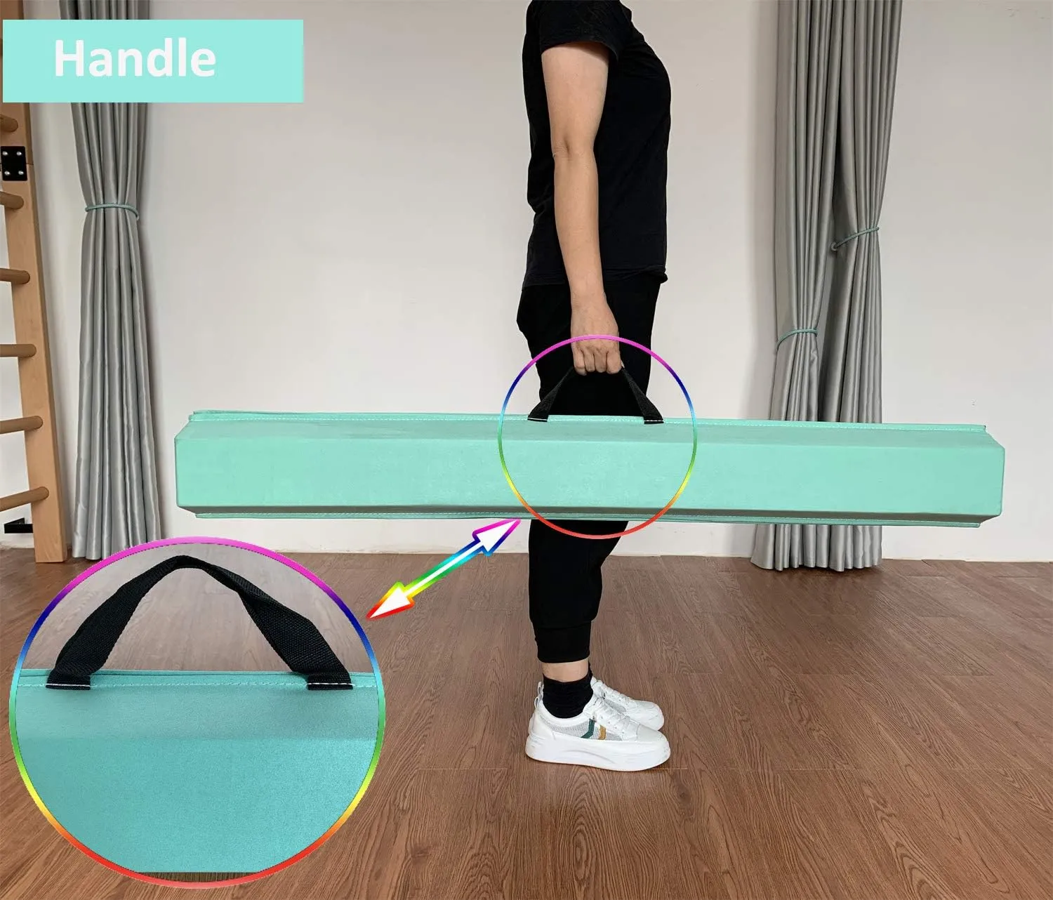 6 FT / 8 FT / 9 FT Folding Gymnastics Beam Foam Balance Floor Beam - Extra Firm - Suede Cover - Anti Slip Bottom with Carry Bag for Kids/Adults Home Use