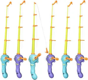 6 Pcs Fishing Rod Pole Pool Toy,Fishing Bath Toys Game for Bath Time Carnival,Educational Learning Toys for Children Magnetic Fishing Rod Game